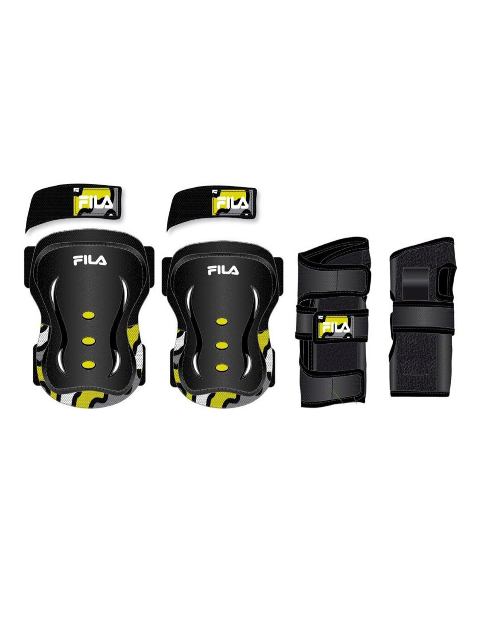 Fila Fila 3-pack skates protection - 3-dlg beschermset zwart/geel XS