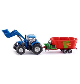 Siku Siku Farmer 1988 New Holland met Frontlader en Strautmann Voermengwagen (1:50)