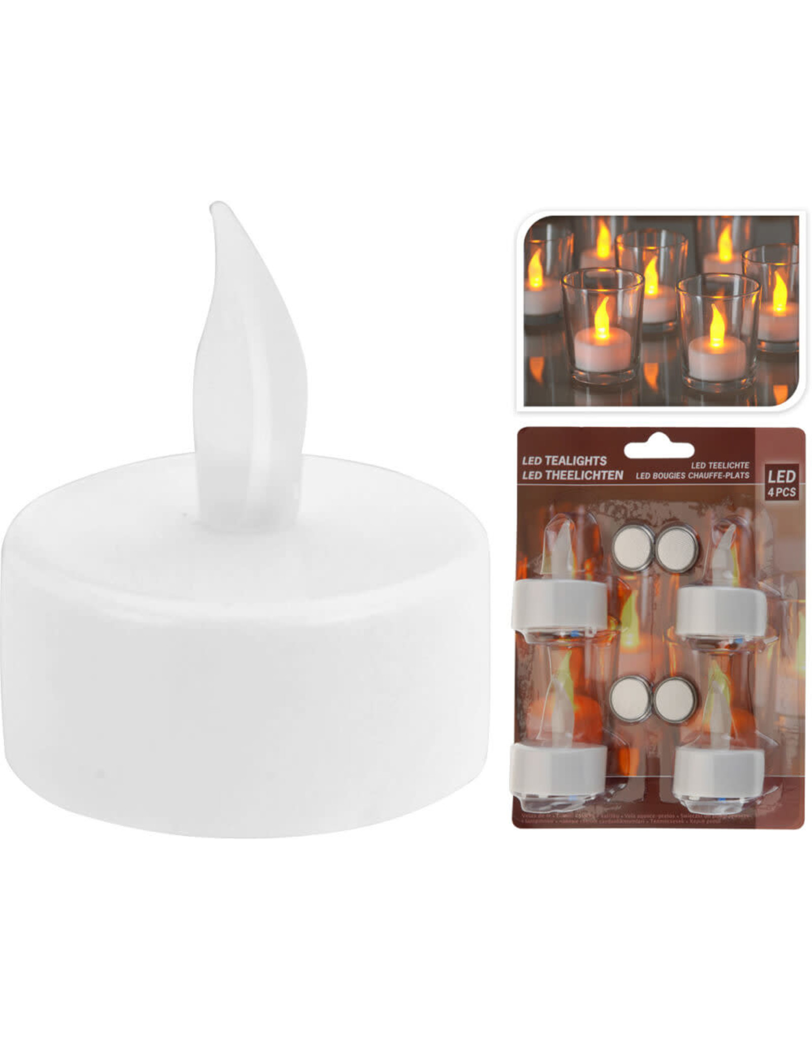 4 Theelichten LED + batterijen