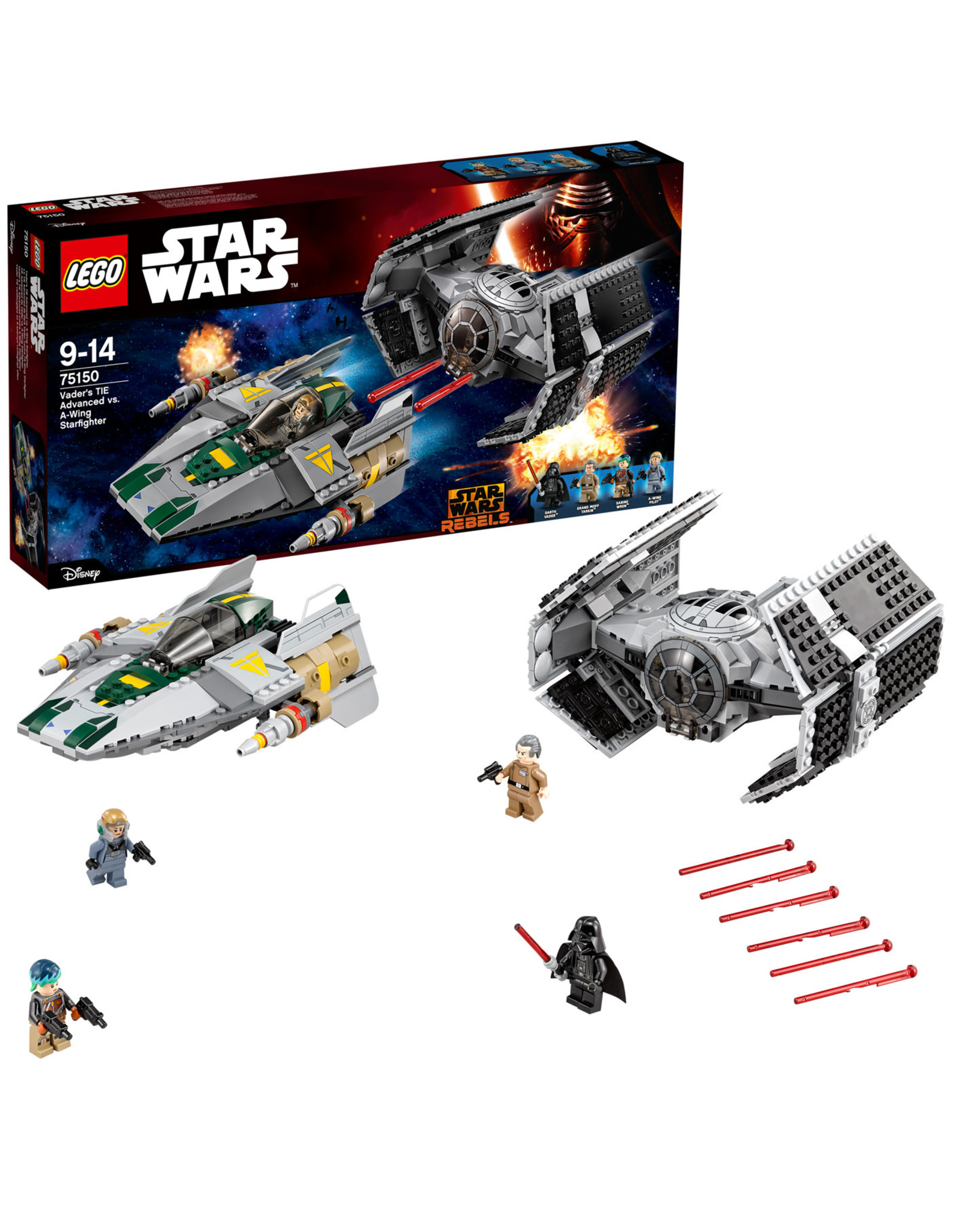 LEGO Lego Star Wars 75150 Darth Vaders TIE Advanced tegen de A-Wing Starfighter