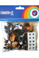 Create-It Haza Create-It 60 stuks  Pompoms Animal mix + oogjes