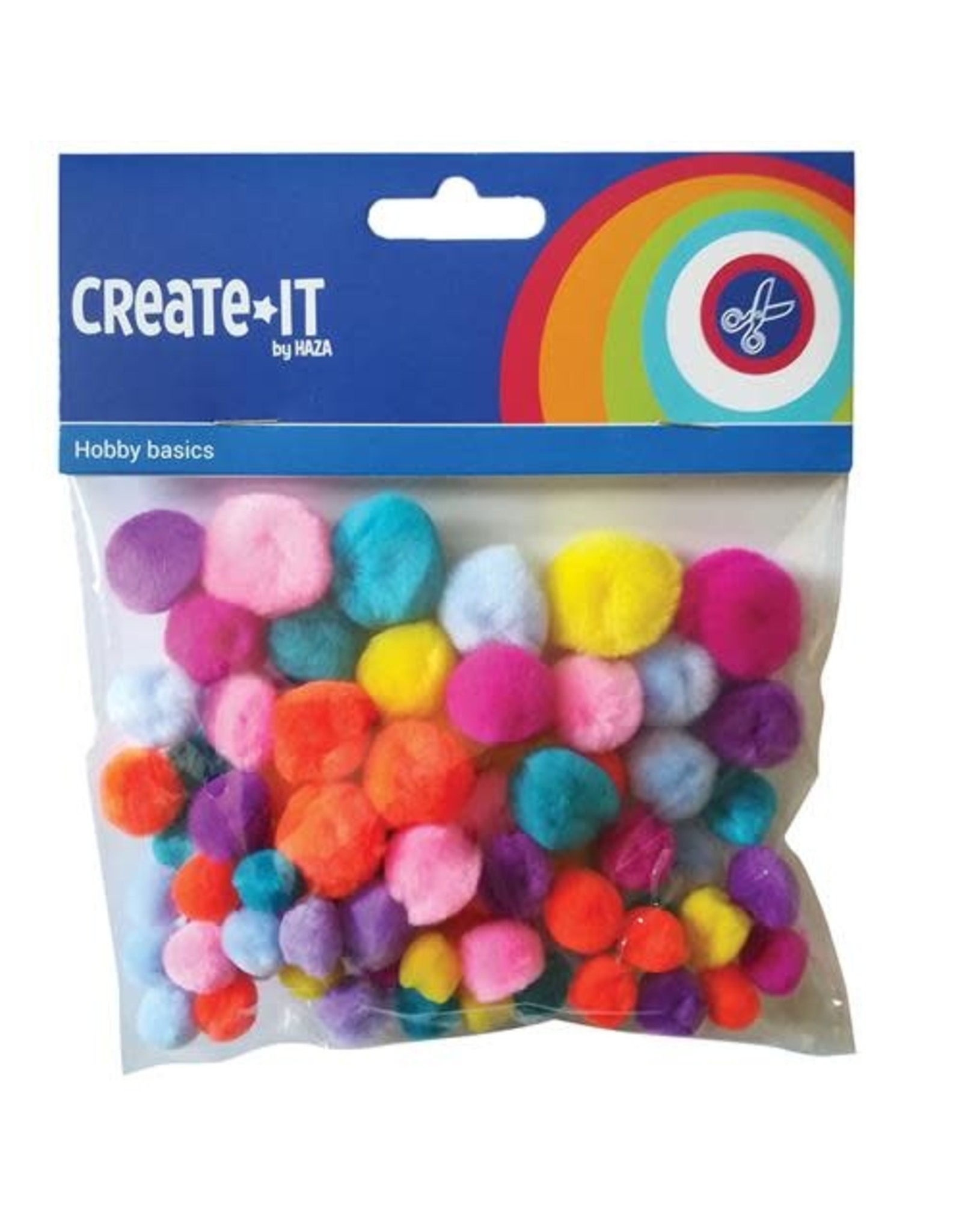 Create-It Haza Create-It 75 stuks  Pompoms Bright mix