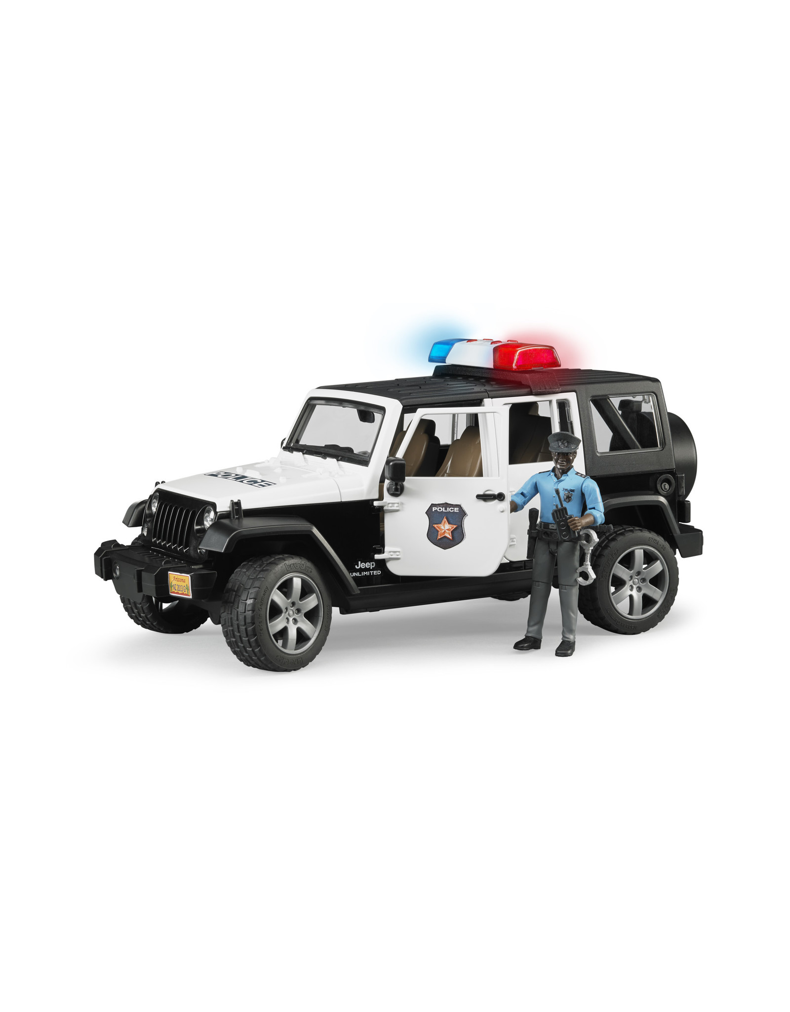 Bruder Bruder 02527 Jeep Wrangler Unlimited Rubicon Politieauto met Agent (1:16) + Licht- en Geluidsmodule