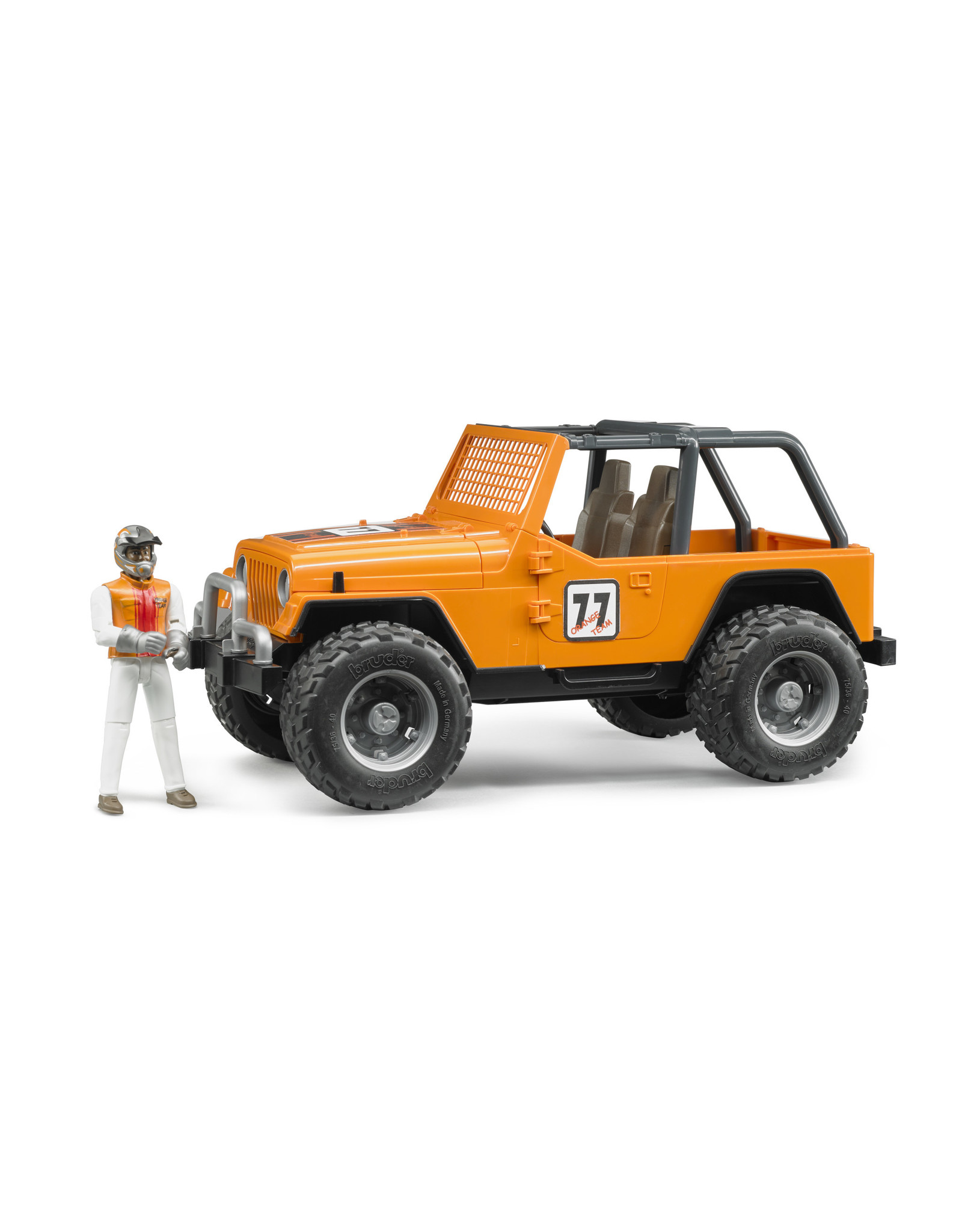 Bruder Bruder 02542 Jeep Cross Country Racer Oranje met Autocoureur  (1:16)