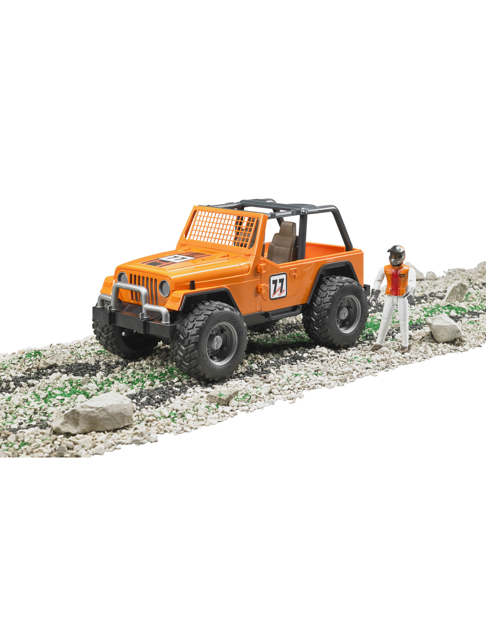 Bruder Bruder 02542 Jeep Cross Country Racer Oranje met Autocoureur  (1:16)