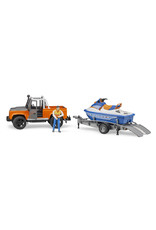 Bruder Bruder 02599 Land Rover Defender Pick-Up met Aanhanger, Waterscooter en Bestuurder (1:16)