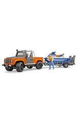 Bruder Bruder 02599 Land Rover Defender Pick-Up met Aanhanger, Waterscooter en Bestuurder (1:16)