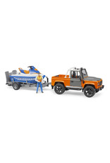 Bruder Bruder 02599 Land Rover Defender Pick-Up met Aanhanger, Waterscooter en Bestuurder (1:16)