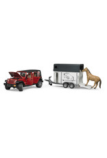 Bruder Bruder 02926 Jeep Wrangler Unlimited Rubicon met Paardentrailer en 1 Paard (1:16)