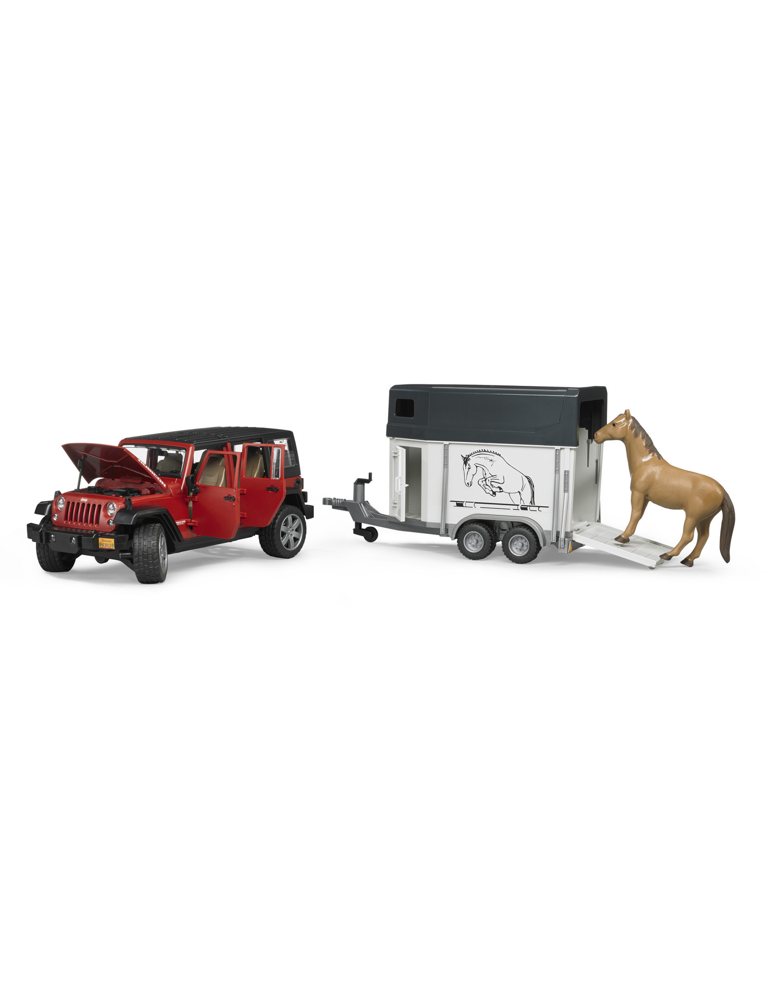 Bruder Bruder 02926 Jeep Wrangler Unlimited Rubicon met Paardentrailer en 1 Paard (1:16)