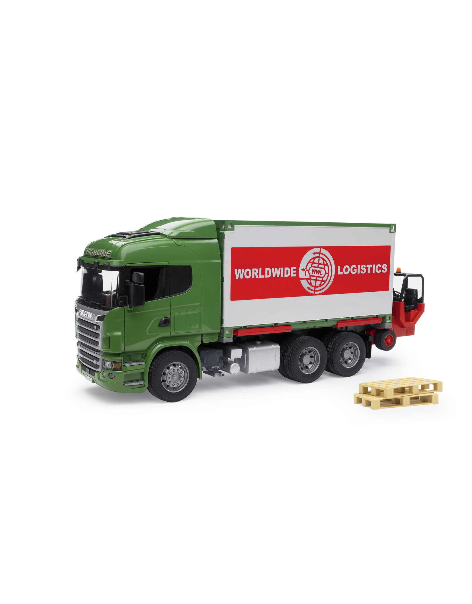 Bruder Bruder 03580 Scania-R Serie Vrachtwagen met Container en Heftruck (1:16)
