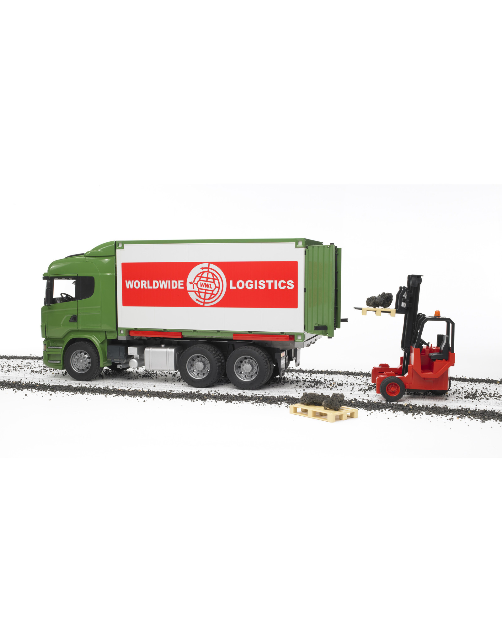 Bruder Bruder 03580 Scania-R Serie Vrachtwagen met Container en Heftruck (1:16)