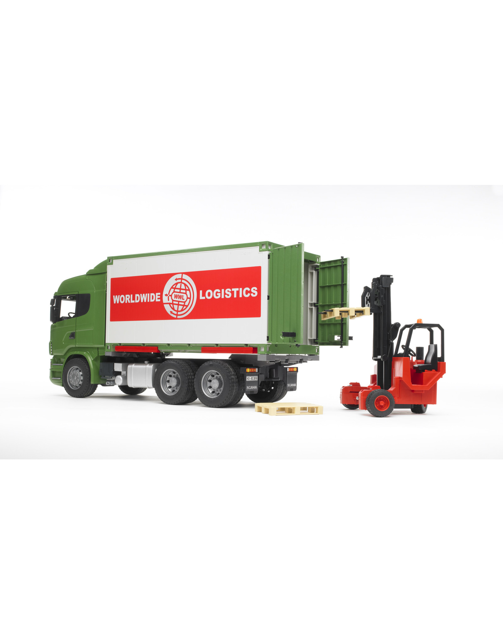 Bruder Bruder 03580 Scania-R Serie Vrachtwagen met Container en Heftruck (1:16)