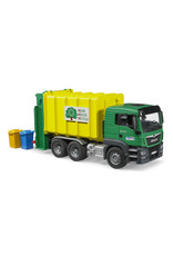 Bruder Bruder 03764 MAN TGS Vuilniswagen met Achterlader, Geel/Groen (1:16) Bruder Bruder 03764 MAN TGS Vuilniswagen met Achterlader, Geel/Groen (1:16)