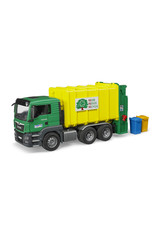Bruder Bruder 03764 MAN TGS Vuilniswagen met Achterlader, Geel/Groen (1:16) Bruder Bruder 03764 MAN TGS Vuilniswagen met Achterlader, Geel/Groen (1:16)