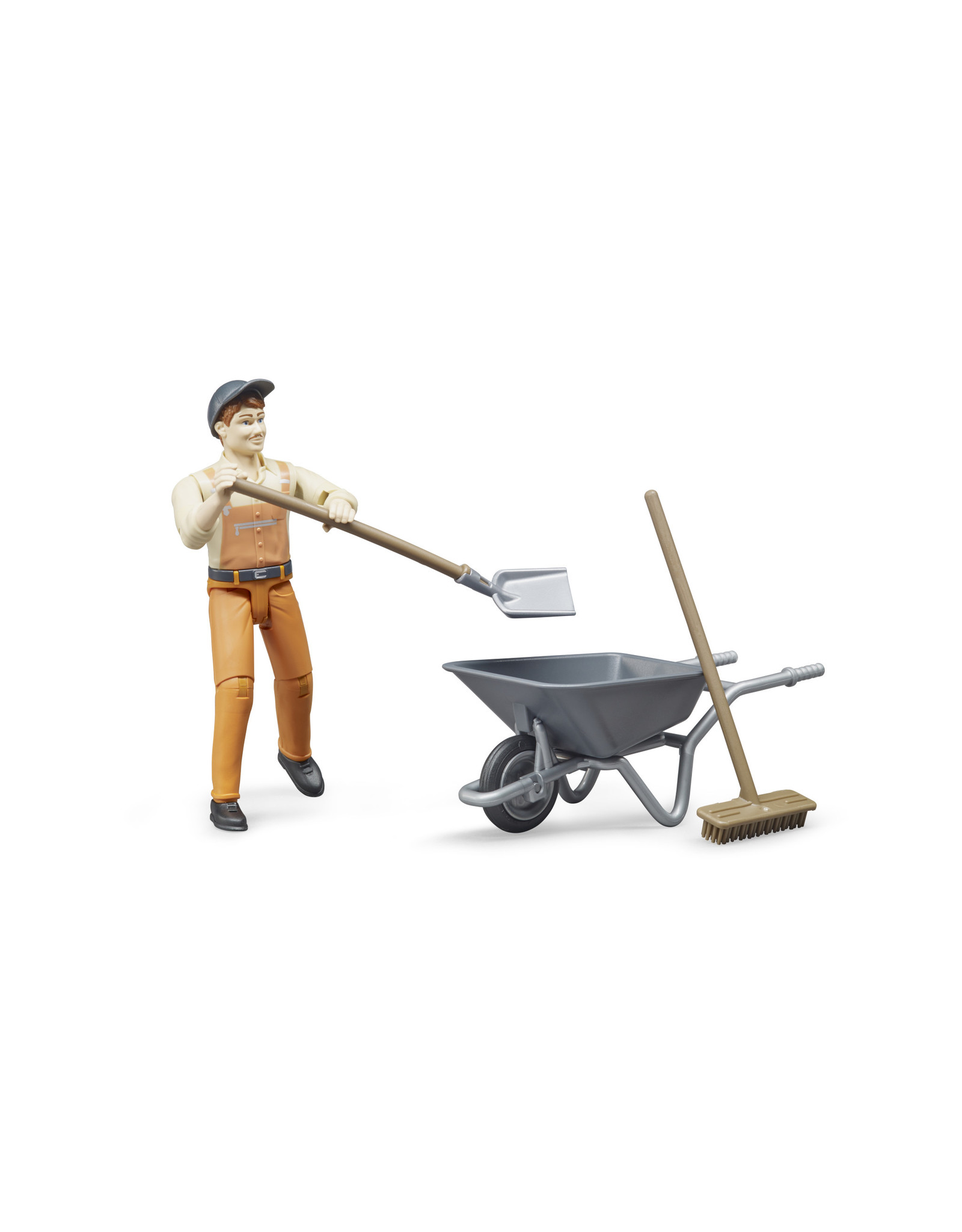 Bruder Bruder Bworld 62130 Gemeentewerker met Kruiwagen, Schep en Bezem