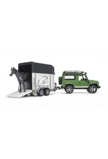 Bruder Bruder 02592 Land Rover Defender met Paardentrailer en Paard (1:16)