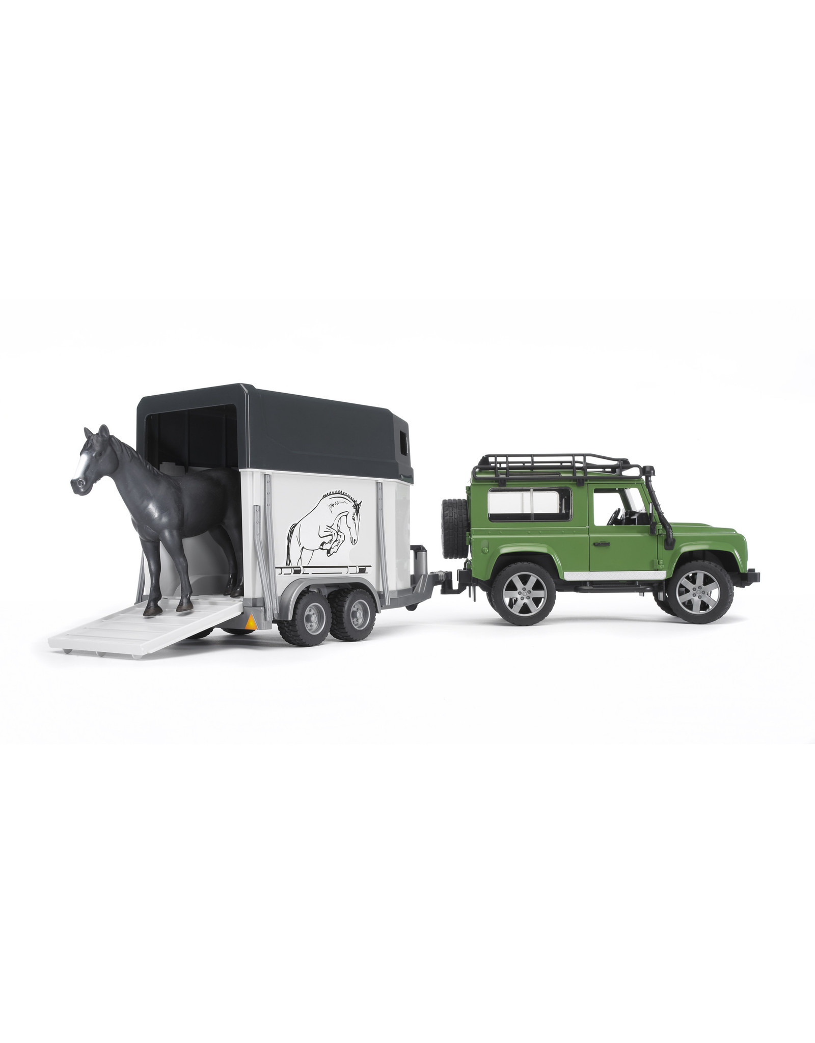 Bruder Bruder 02592 Land Rover Defender met Paardentrailer en Paard (1:16)