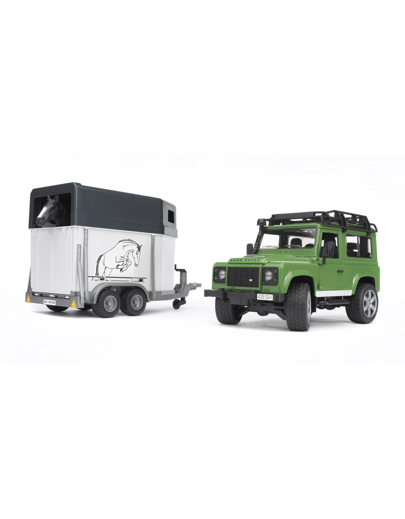 Bruder Bruder 02592 Land Rover Defender met Paardentrailer en Paard (1:16)