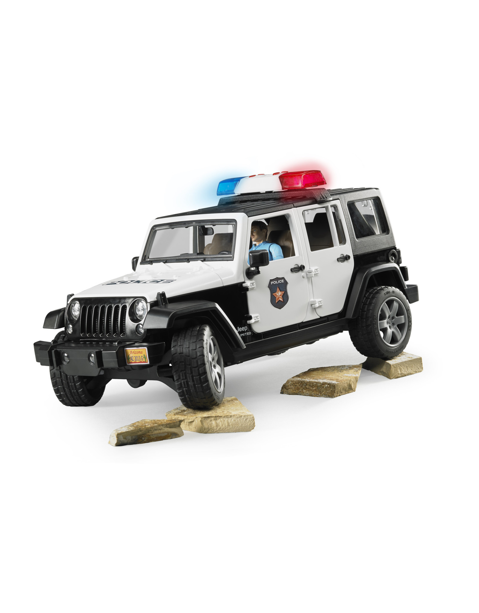 Bruder Bruder 02526 Jeep Wrangler Unlimited Rubicon Politieauto met Agent (1:16) + Licht- en Geluidsmodule