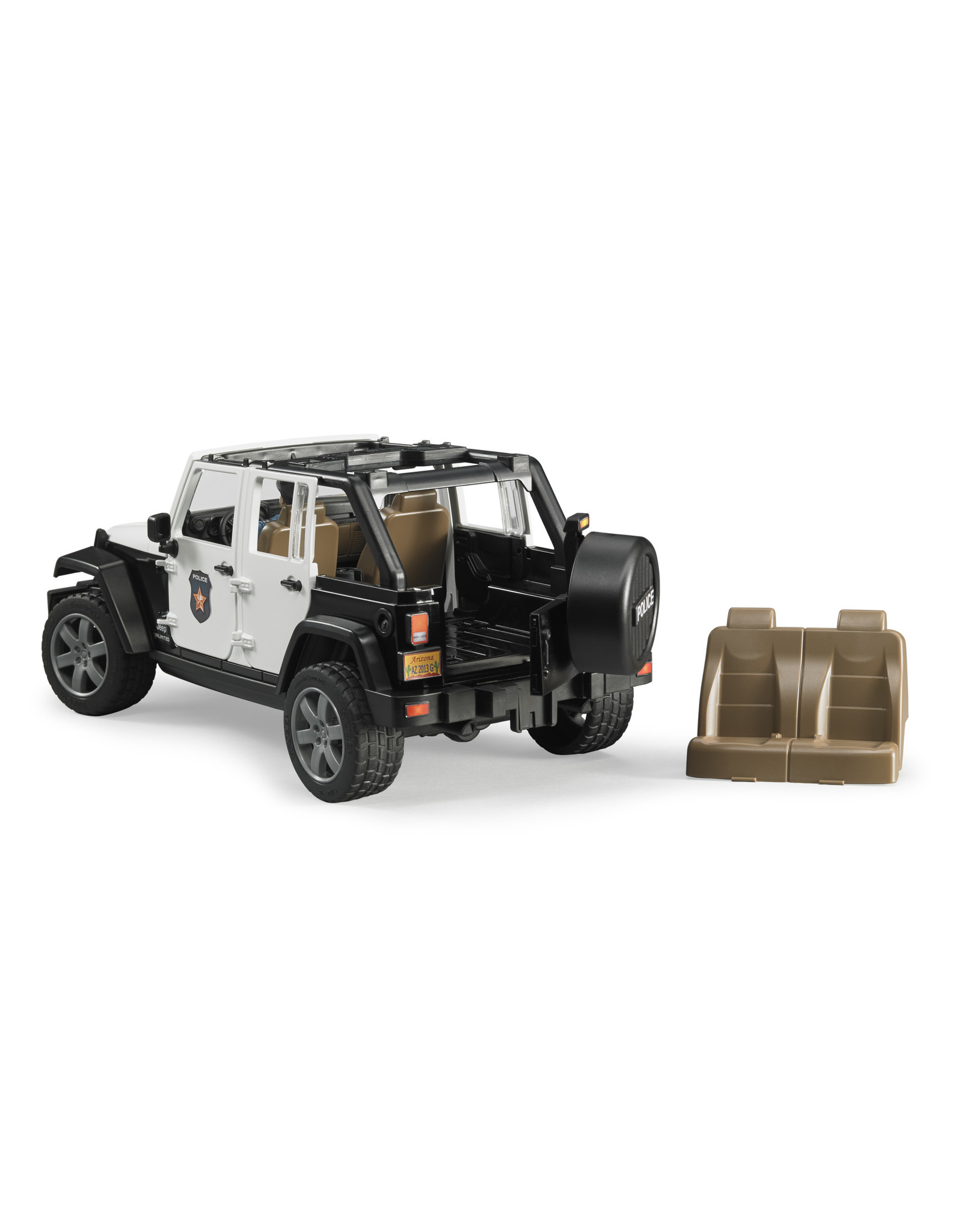 Bruder Bruder 02526 Jeep Wrangler Unlimited Rubicon Politieauto met Agent (1:16) + Licht- en Geluidsmodule