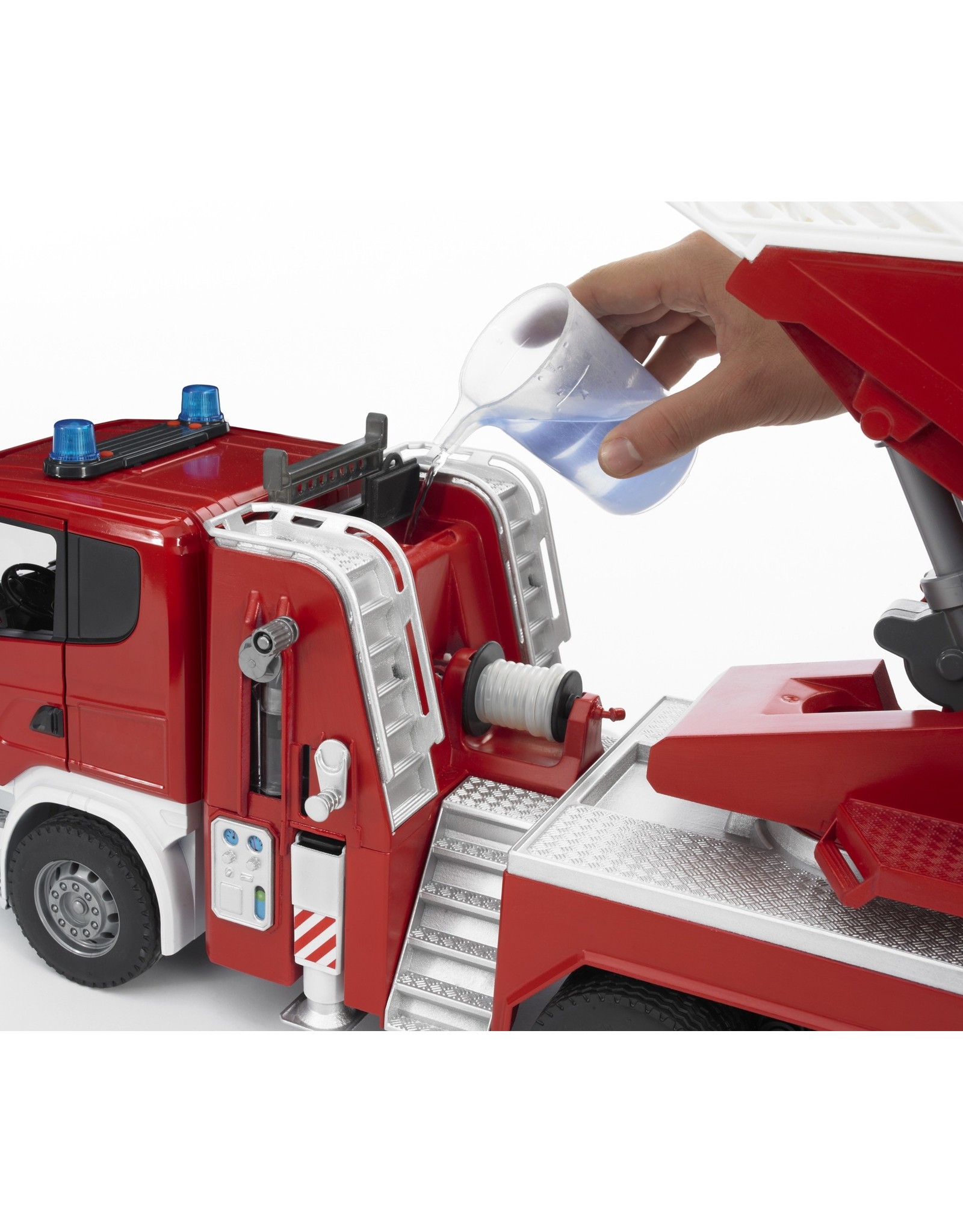 Bruder Bruder 03590 Scania R-serie brandweer Ladderwagen met Waterpomp (1:16) + Licht- en Geluidsmodule