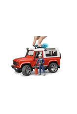 Bruder Bruder 02596 Land Rover Defender Brandweerauto met Brandweerman (1:16) + Licht- en Geluidsmodule