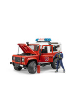 Bruder Bruder 02596 Land Rover Defender Brandweerauto met Brandweerman (1:16) + Licht- en Geluidsmodule