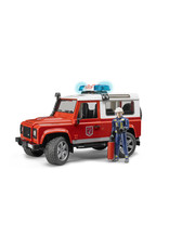 Bruder Bruder 02596 Land Rover Defender Brandweerauto met Brandweerman (1:16) + Licht- en Geluidsmodule