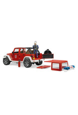 Bruder Bruder 02528 Jeep Wrangler Unlimited Rubicon Brandweerauto met Brandweerman (1:16) + Licht- en Geluidsmodule