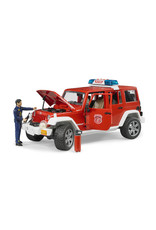 Bruder Bruder 02528 Jeep Wrangler Unlimited Rubicon Brandweerauto met Brandweerman (1:16) + Licht- en Geluidsmodule