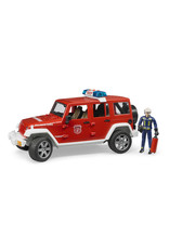 Bruder Bruder 02528 Jeep Wrangler Unlimited Rubicon Brandweerauto met Brandweerman (1:16) + Licht- en Geluidsmodule