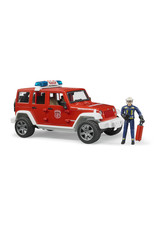 Bruder Bruder 02528 Jeep Wrangler Unlimited Rubicon Brandweerauto met Brandweerman (1:16) + Licht- en Geluidsmodule