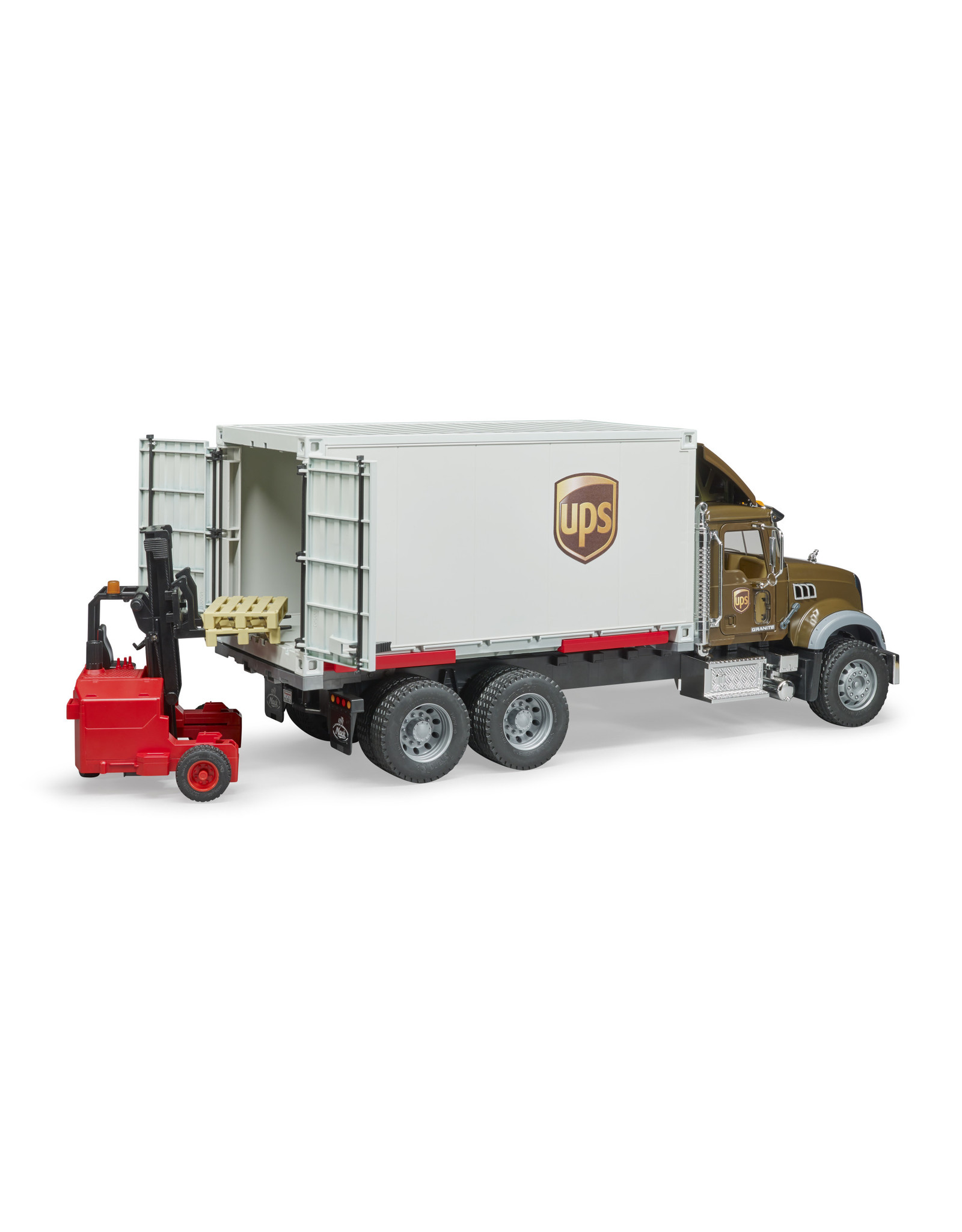 Bruder Bruder 02828 MACK Granite UPS Vrachtwagen met Vorkheftruck (1:16)