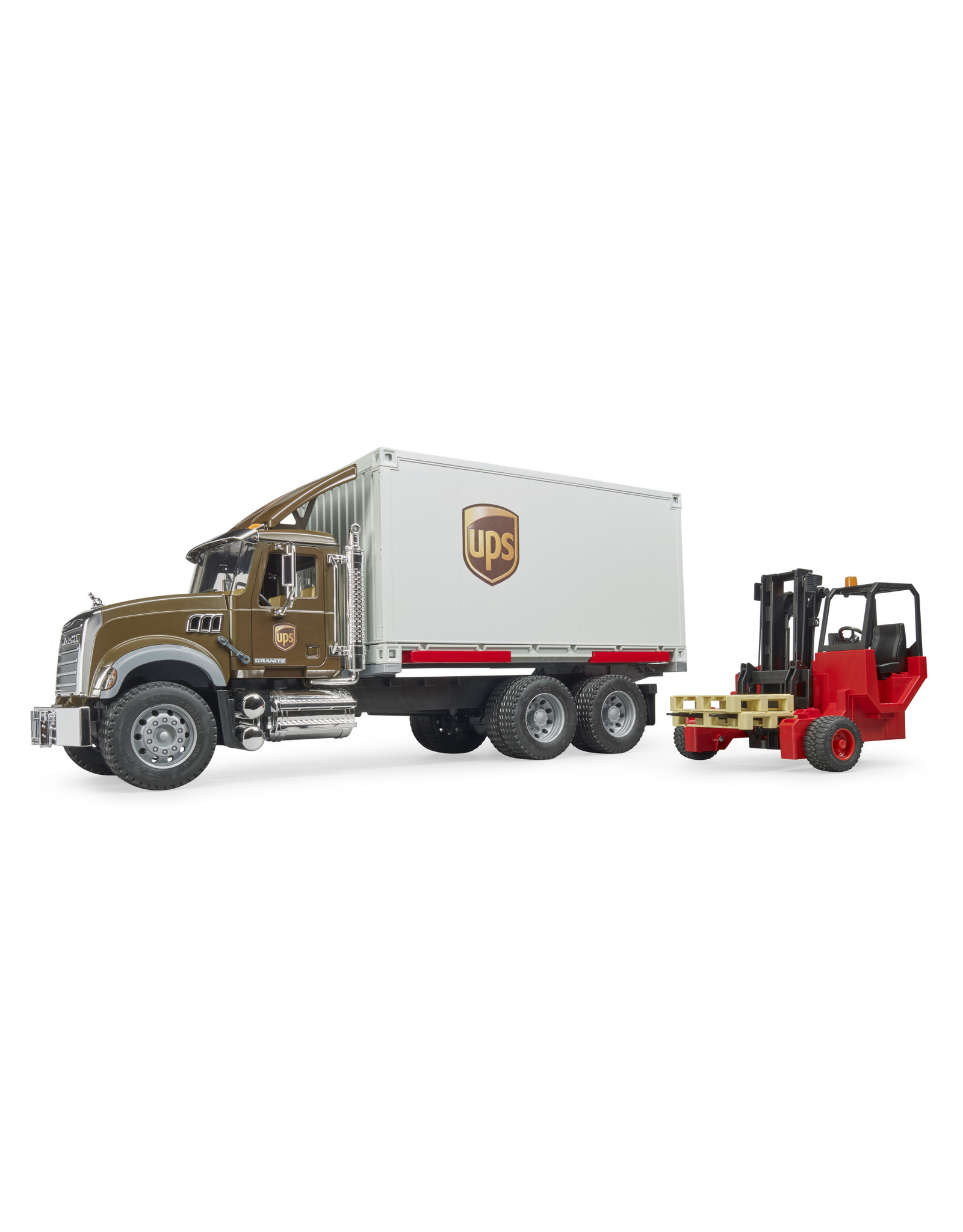 Bruder Bruder 02828 MACK Granite UPS Vrachtwagen met Vorkheftruck (1:16)