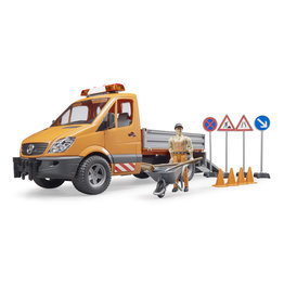 Bruder Bruder 02537 Mercedes Benz Sprinter Wegwerkzaamheden met Arbeider en Accessoires (1:16) + Licht- en Geluidsmodule