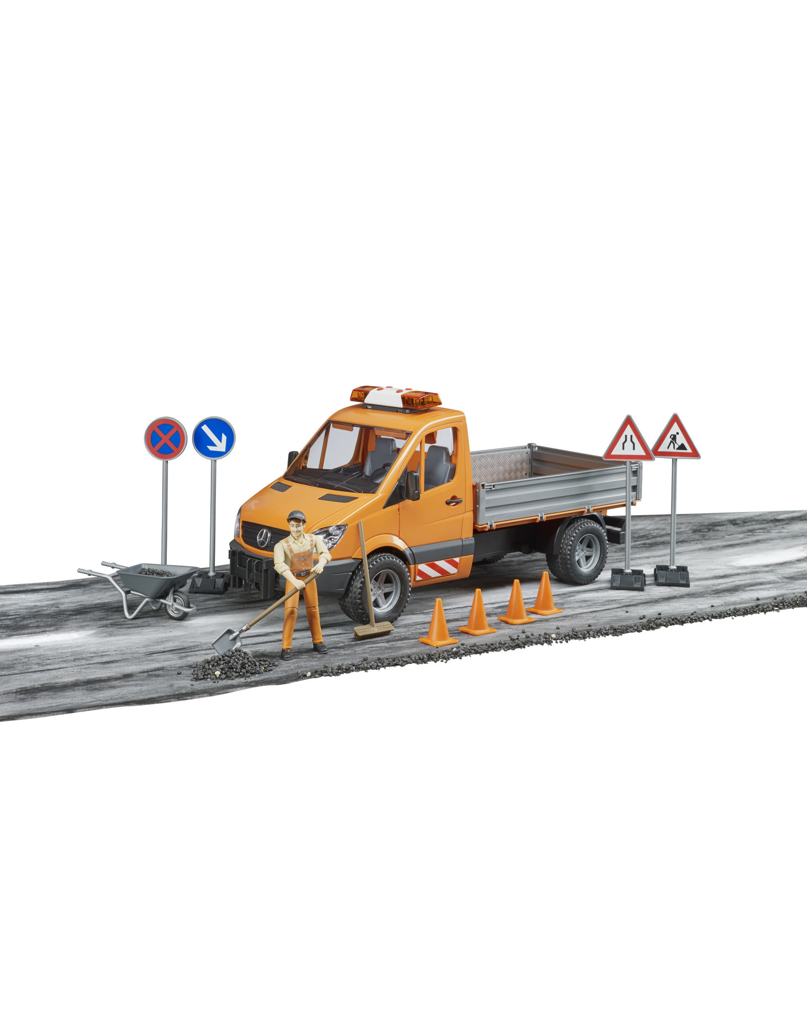 Bruder Bruder 02537 Mercedes Benz Sprinter Wegwerkzaamheden met Arbeider en Accessoires (1:16) + Licht- en Geluidsmodule