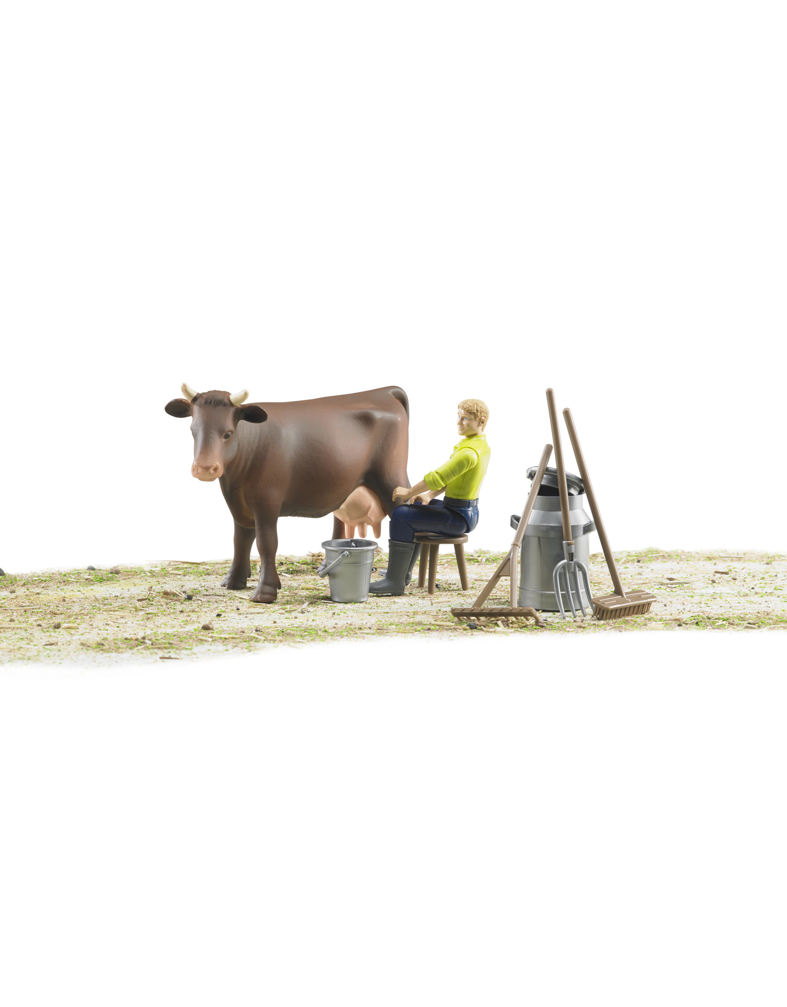 Bruder Bruder Bworld 62605 Boerderij Set met Boer, Koe en Accessoires