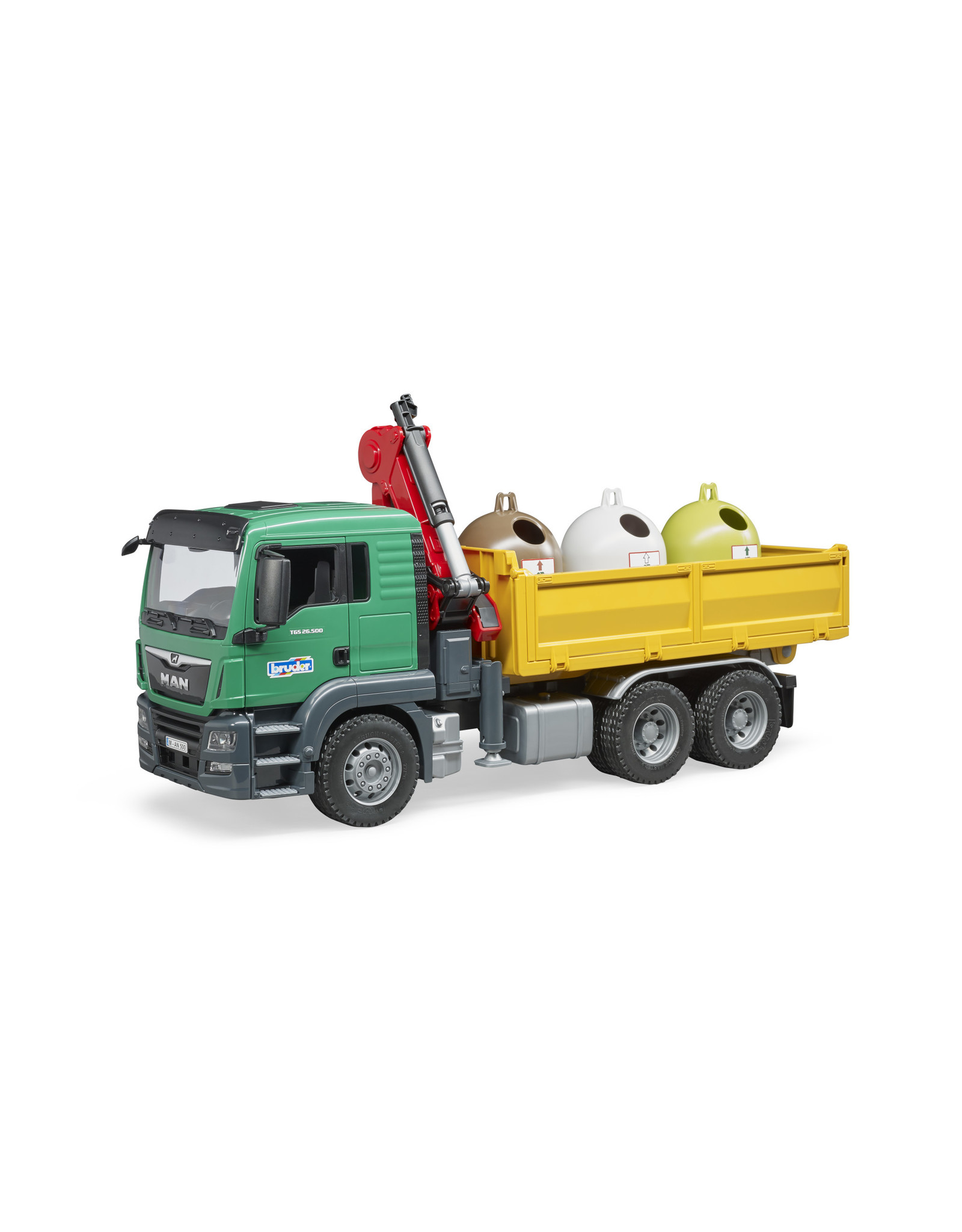 Bruder Bruder 03753 MAN TGS  Kraanwagen met Glascontainers (1:16)