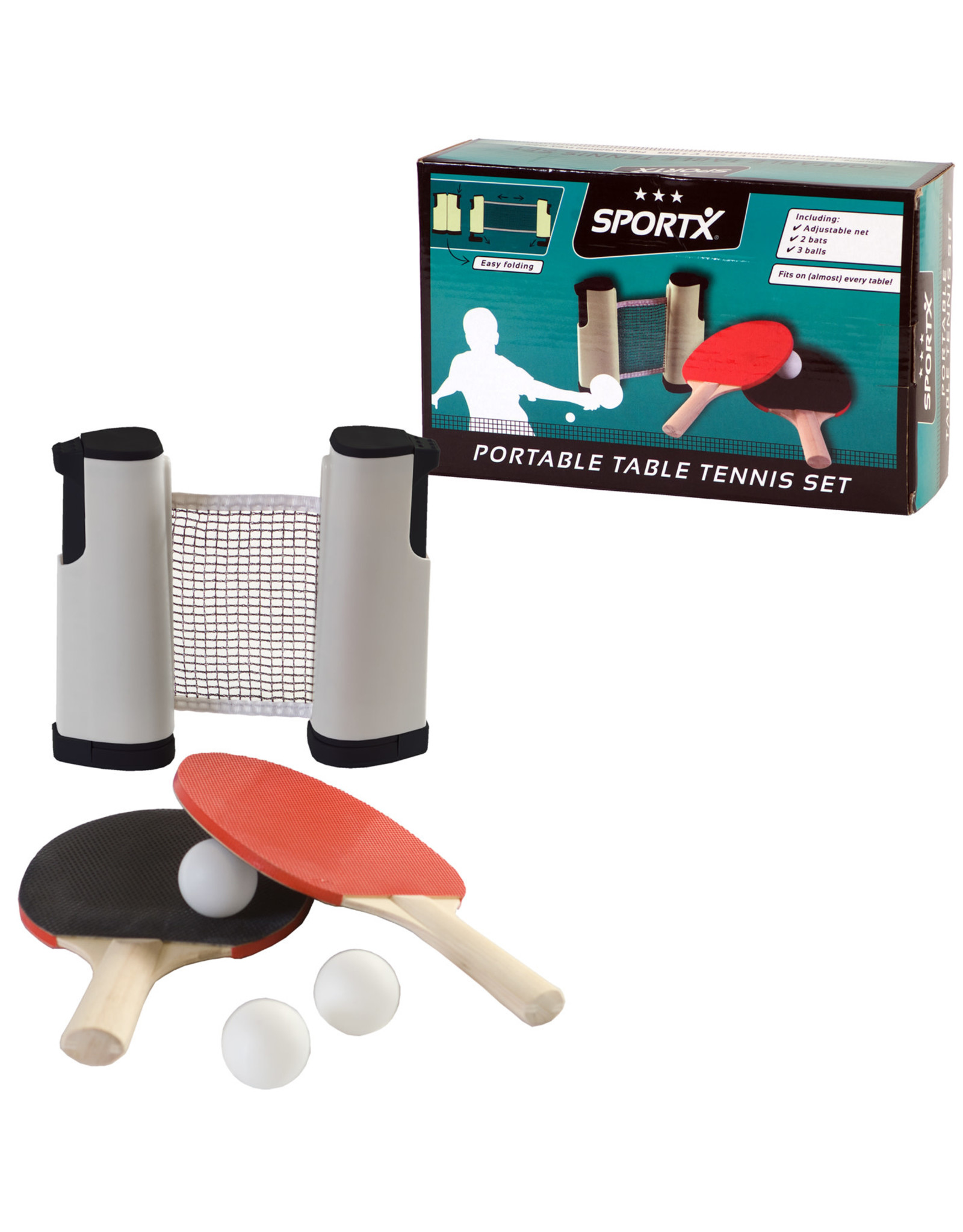 Sportx Sportx Tafeltennisset + 2 Bats