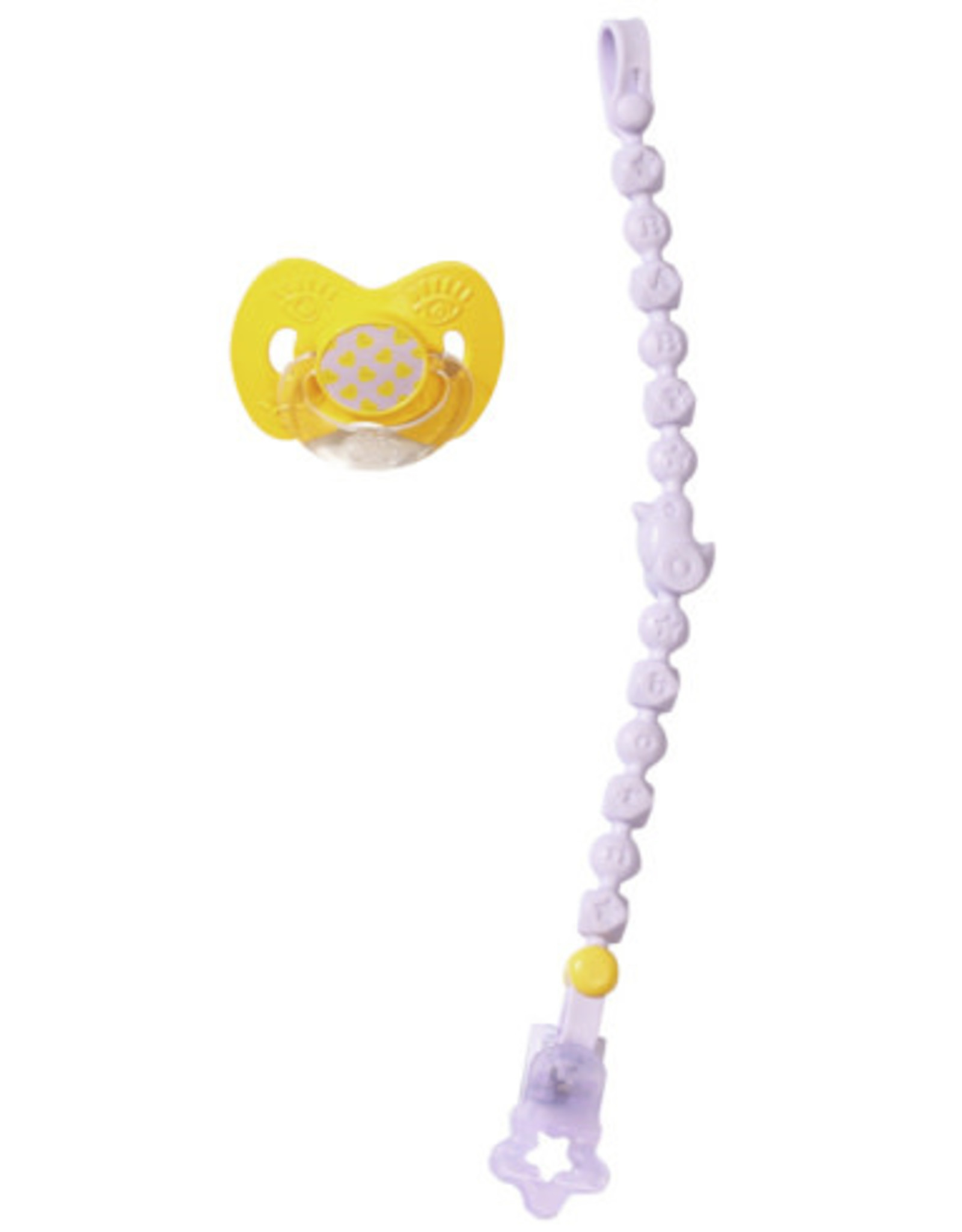 Zapf Magic Baby Born Fopspeen met ketting Lila / Geel