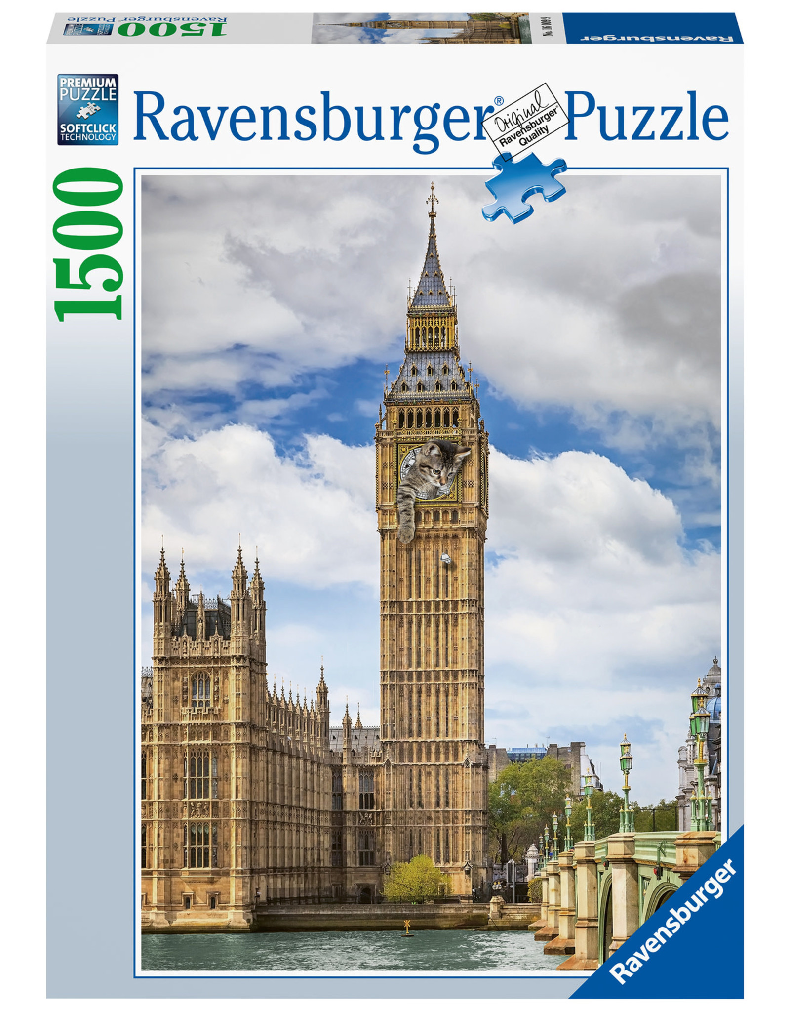 Ravensburger Ravensburger puzzel 160099  Grappige kat op de Big Ben 1500 stukjes