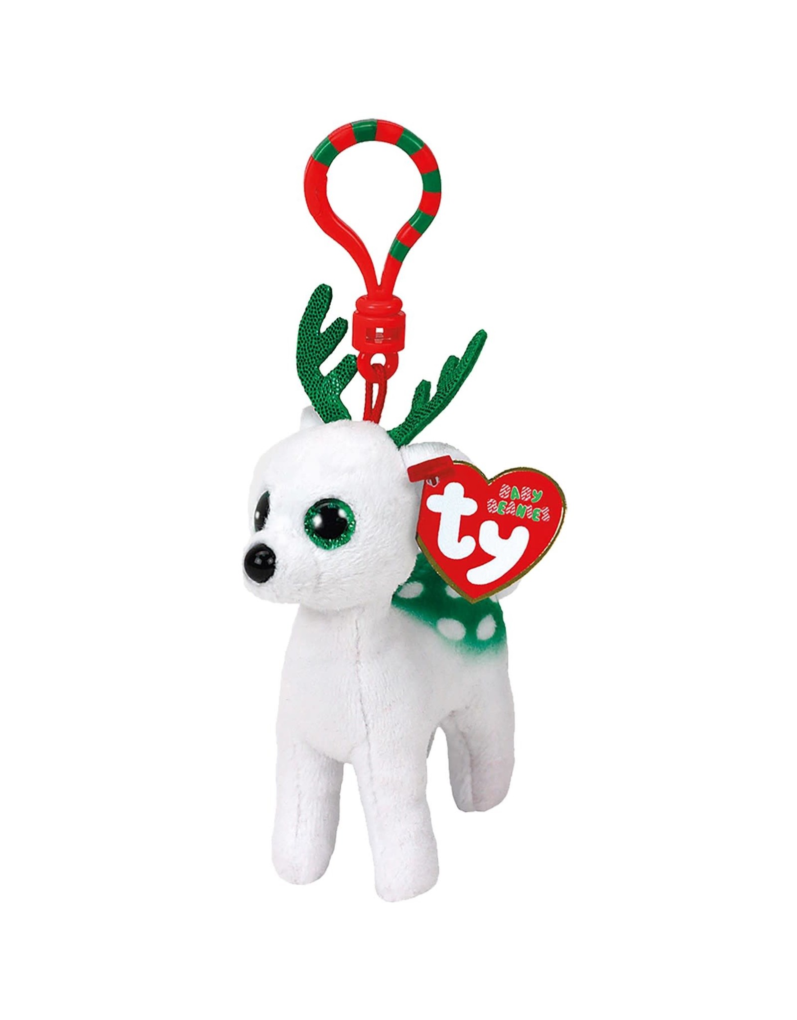 Ty Ty Beanie Babies Clip Kerst Peppermint het Witte Rendier