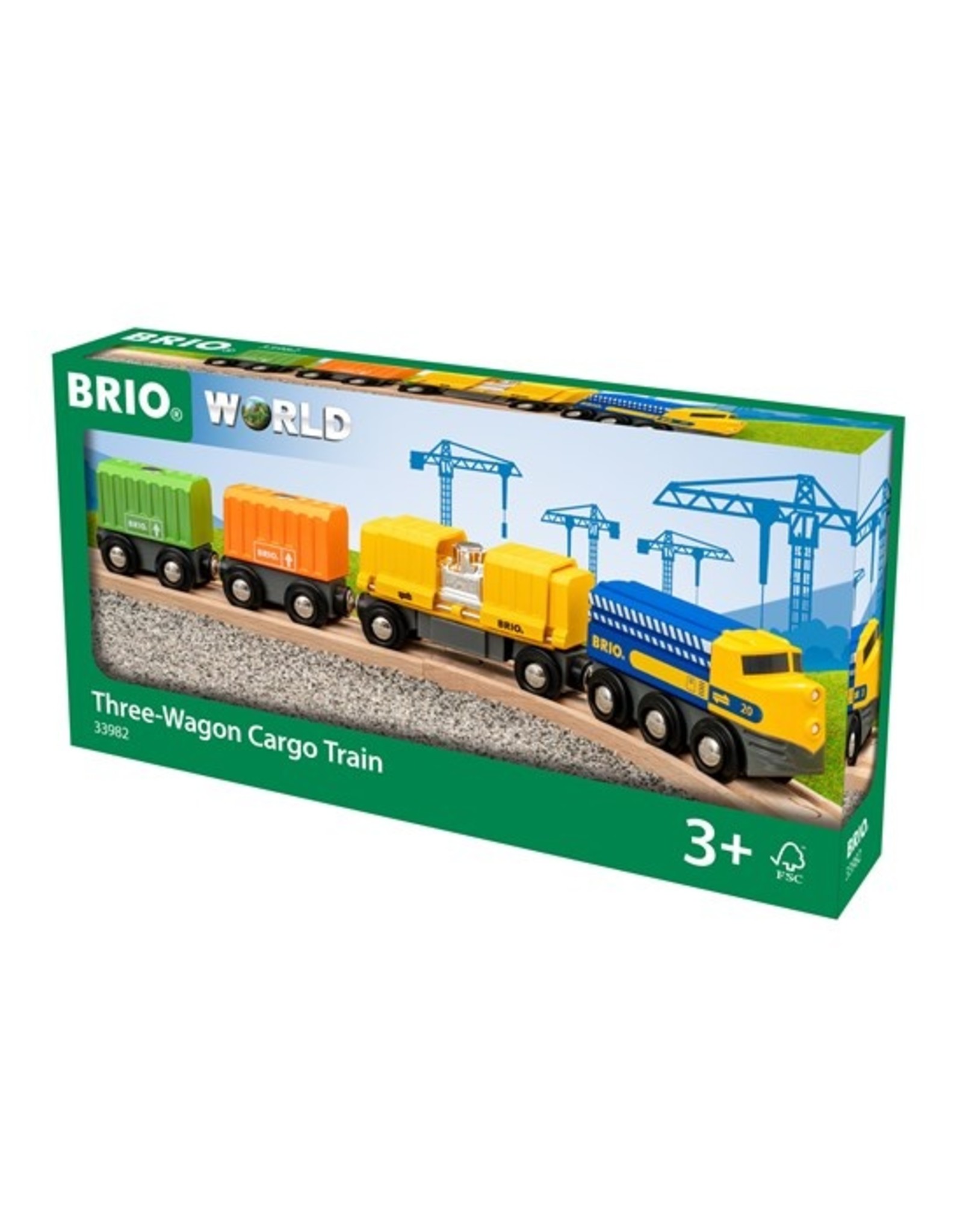Brio Brio World 33982 Vrachttrein met 3 Wagons - Three -Wagon Cargo Train