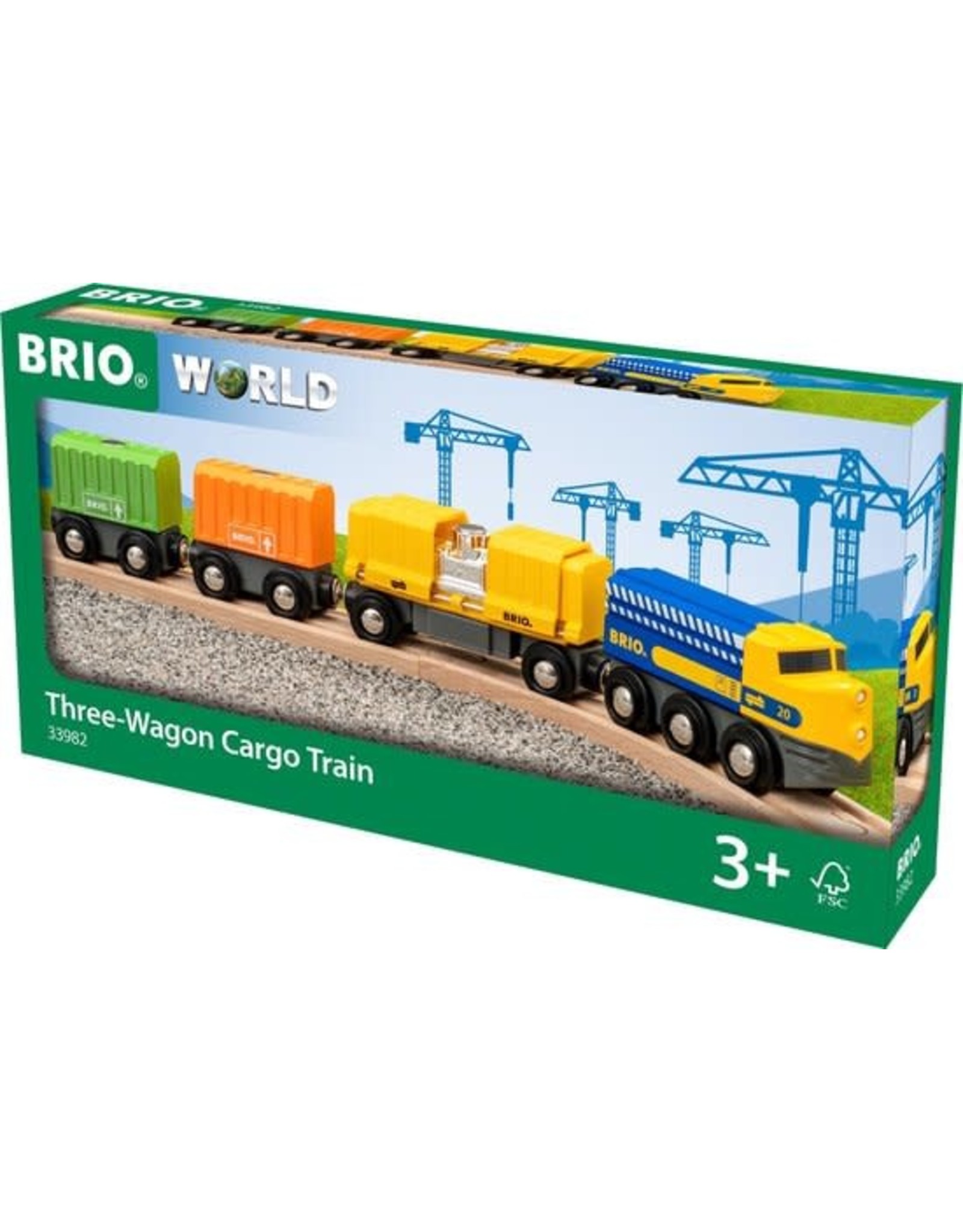 Brio Brio World 33982 Vrachttrein met 3 Wagons - Three -Wagon Cargo Train