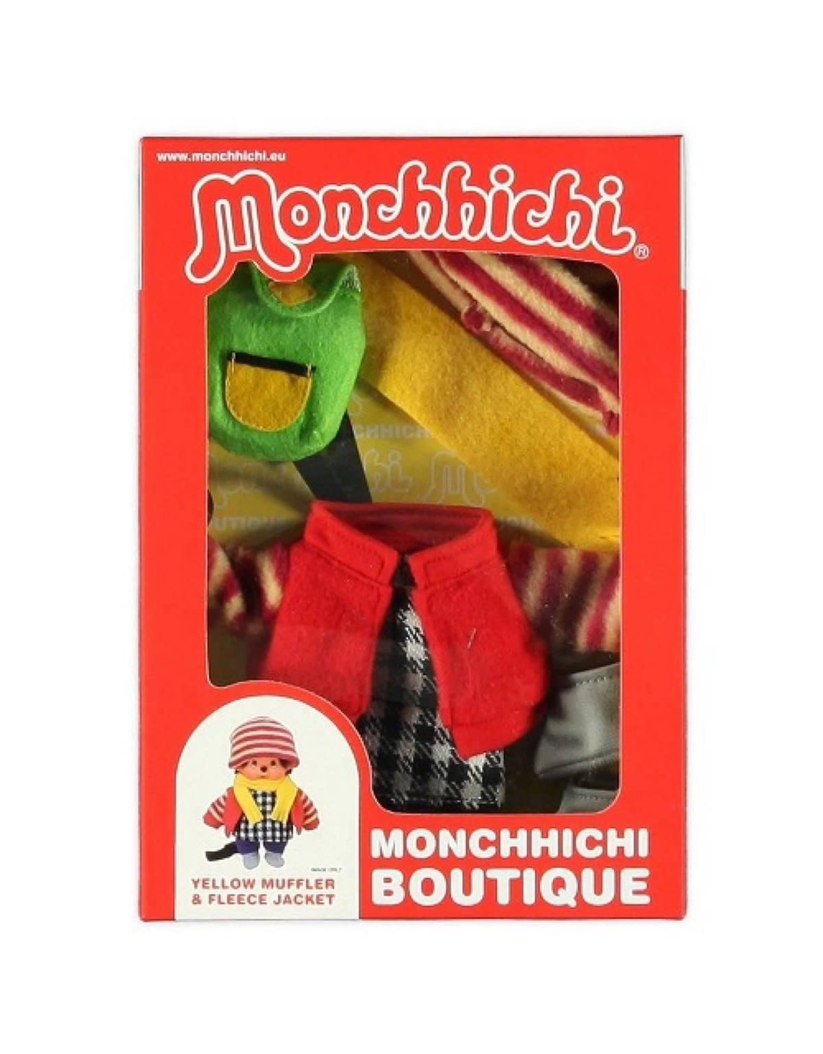 Monchhichi Monchhichi Boutique  Fleecejack Rood met Gele Sjaal