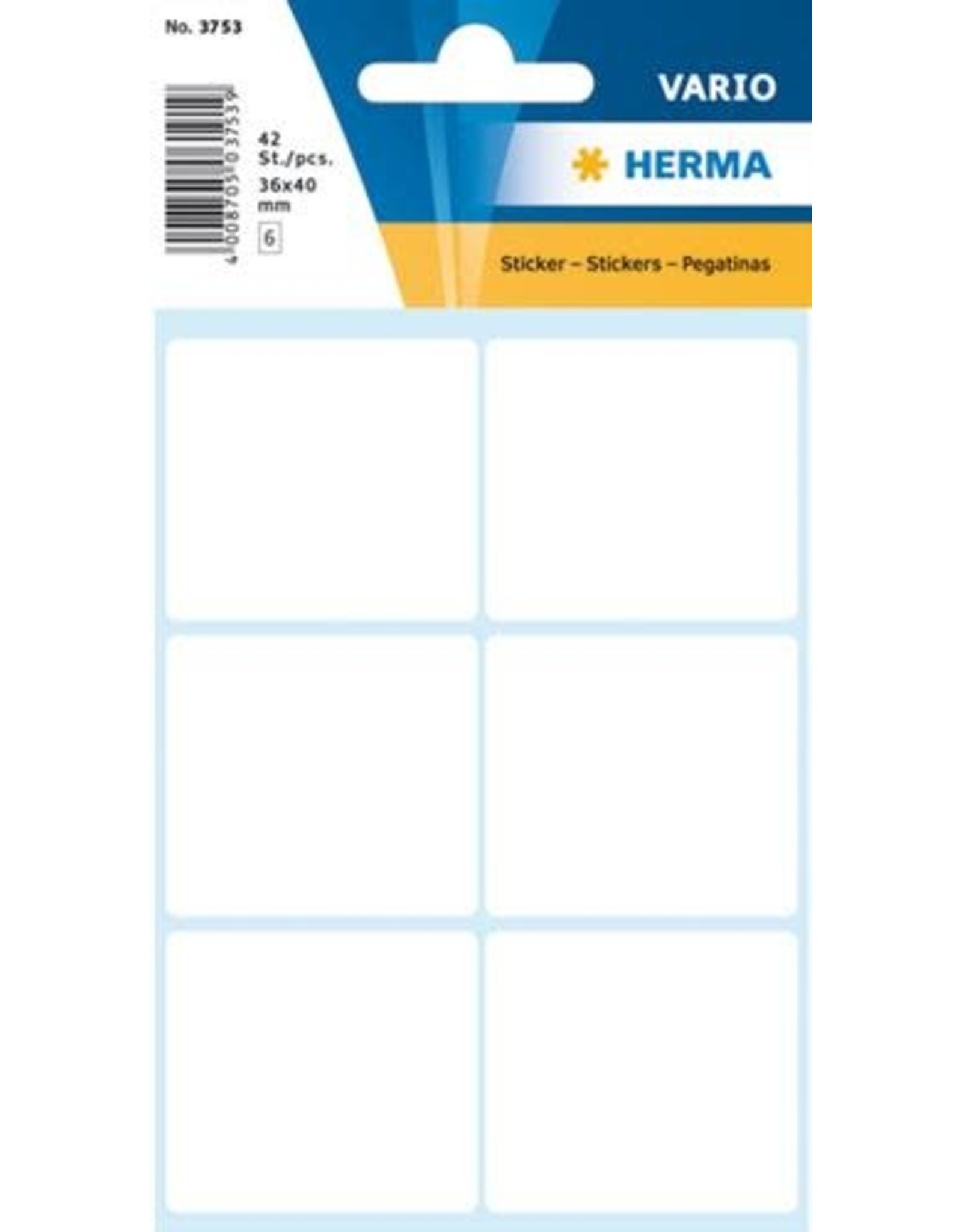 Herma Herma Etiketten  wit 36x40mm  42 st. (7vel x 6 etiketten)