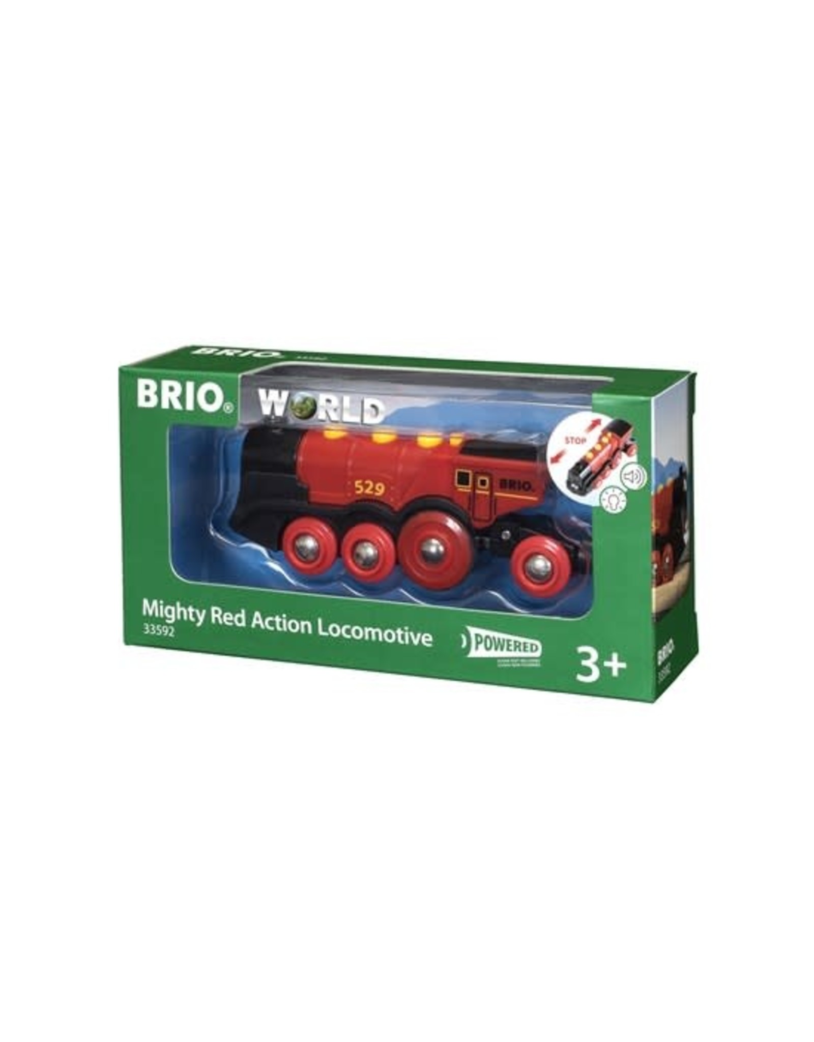 Brio Brio World 33592 Rode Locomotief op Batterijen - Mighty Red Action Locomotive