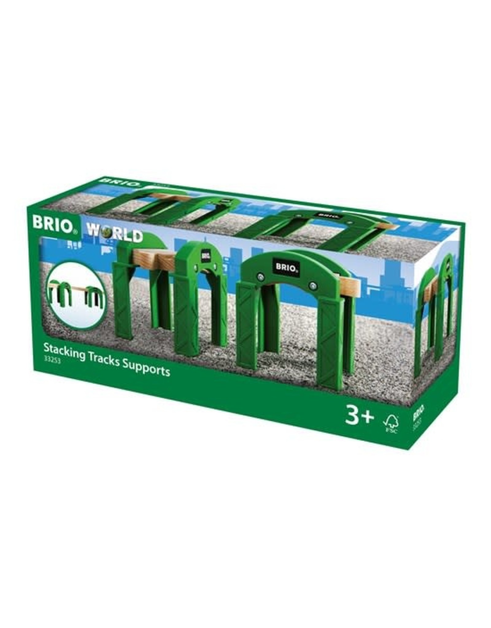 Brio Brio World 33253 Spoorbrug Pijlers Groen - Stacking Tracks Supports