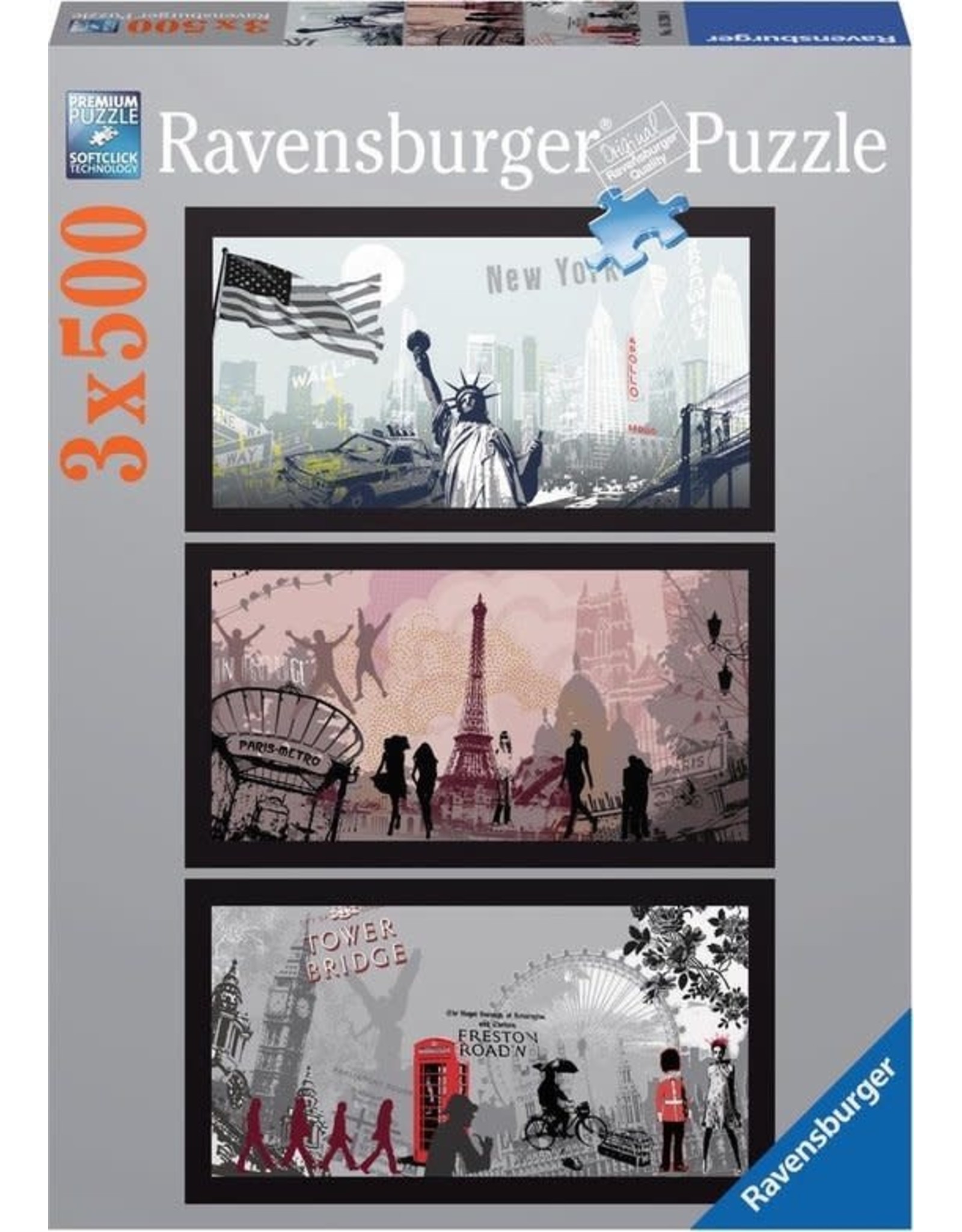 Ravensburger Ravensburger puzzel   162888 Artistieke Steden  3x500  (1500) stukjes